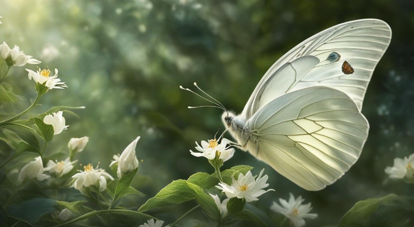 Witte Vlinder Op Bloem